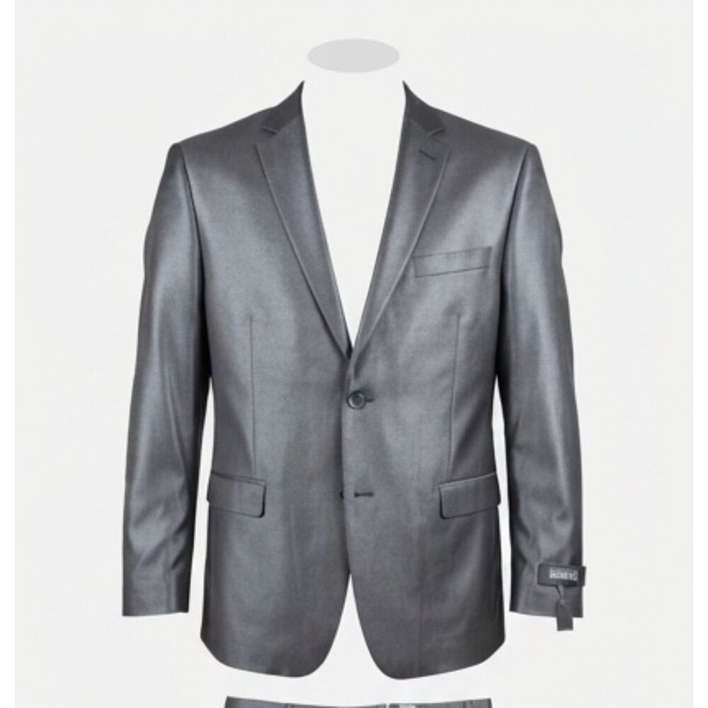 Kenneth Cole Reaction Slim Fit 2-Pc Suit 42S W35 Grey Charcoal 041 New w/ Tags